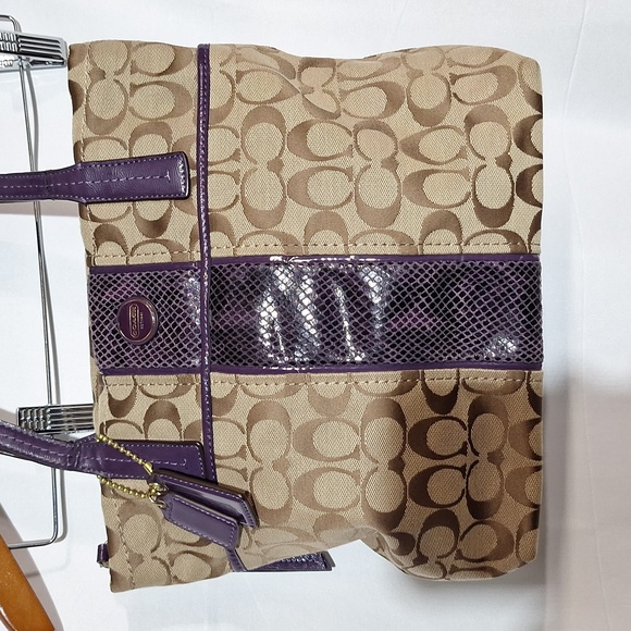 COACH purple and brown signature bag. - Picture 2 of 10